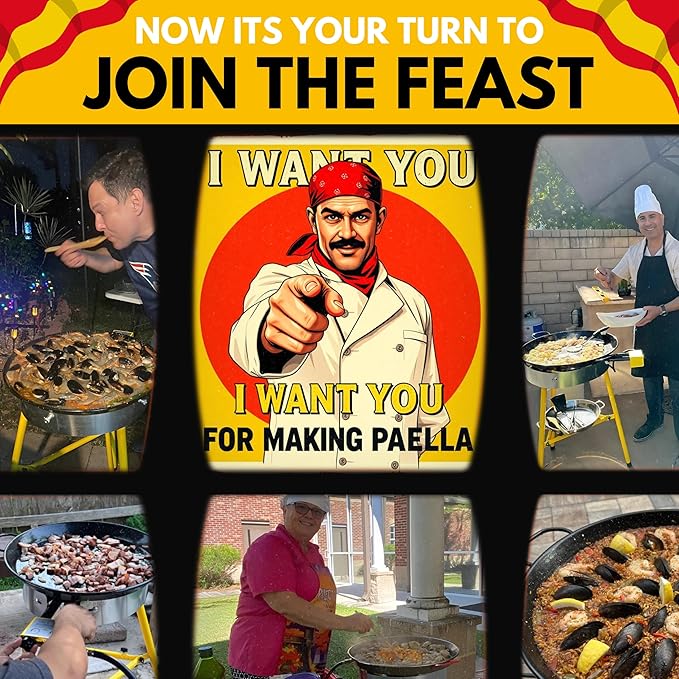 Paella Burner and Stand Set 12 Servings, 18 Inch Paella Pan, Dual Propane Outdoor Stove with Stand & Regulator, Portable Gas Cooker for Camping Crawfish Boil Cooking Outdoor, Paellera Propano