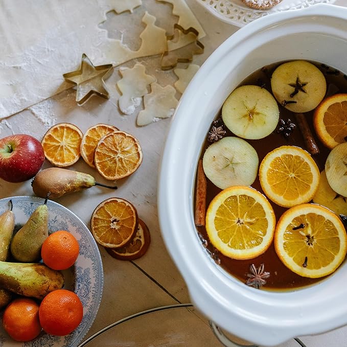 Laura Ashley Slow Cooker 6.8 Quart - Large Slow Cooker 6.8 QT for 8 to 10 People - Energy Efficient Slow Cookers with 3 Heat Settings - Dishwasher Safe Removeable Ceramic Crock & Tempered Glass Lid