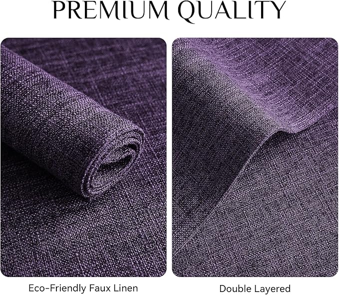 Softalker Faux Linen Placemats Set of 4-12 x 18 Inch, Heat Resistant Double Layered Durable Burlap Farmhouse Place Mats, Non-Slip Washable Rustic Table Mats for Dining, Kitchen, Party(Purple