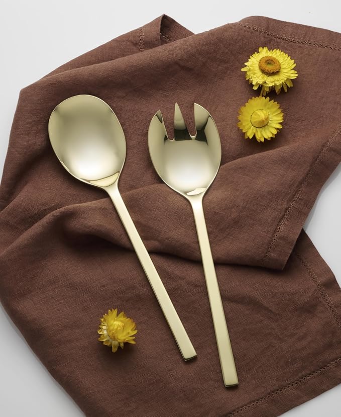 Oneida 895332 Allay Champagne Everyday Flatware 2 Piece Salad Server Set