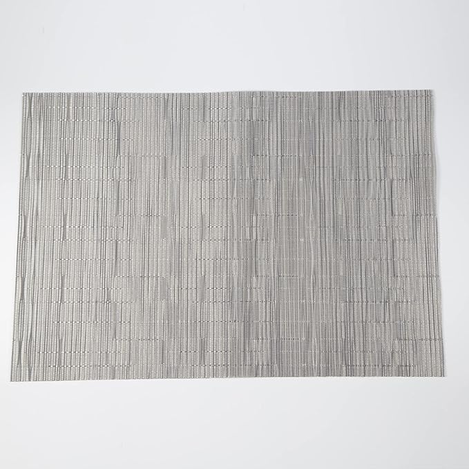 Vinyl Placemats Set of 6 - Easy Clean Modern Durable Washable Place Mats - Heat Resistant Placemats for Kitchen Table - PVC Table Mats for Dining Table (Sliver, 6)