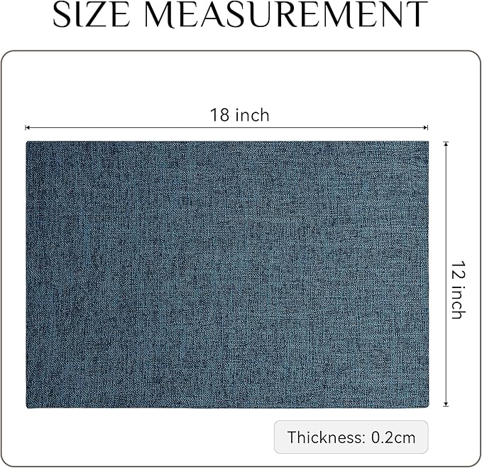 Softalker Faux Linen Placemats Set of 4-12 x 18 Inch, Heat Resistant Double Layered Durable Burlap Farmhouse Place Mats, Non-Slip Washable Rustic Table Mats for Dining, Kitchen, Party(Navy Blue