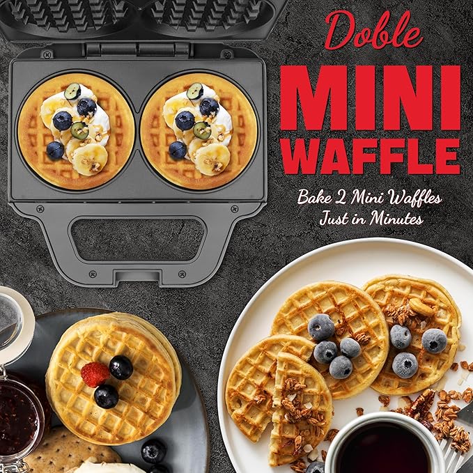 4 Inch Double Mini Waffle Maker Machine, Chaffle Maker, Waflera Electrica, Small Waffle Iron for Waffles, Keto Chaffles, Hash Browns, Cookies, Grey