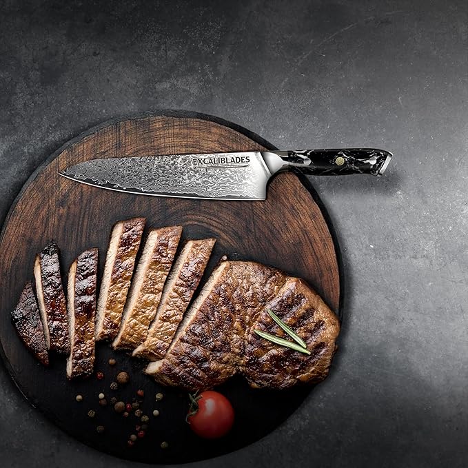Chef Knife 8 Inch – VG-10 Damascus Stainless Steel, Razor Sharp, Full Tang, Ergonomic G10 Handle – Professional Kitchen Knife for Meat, Vegetables, Fruits – Durable, Balanced Cutlery Gift