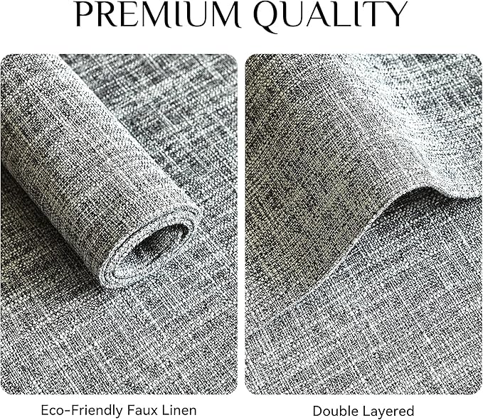 Softalker Faux Linen Placemats Set of 6-12 x 18 Inch, Heat Resistant Double Layered Durable Burlap Farmhouse Place Mats, Non-Slip Washable Rustic Table Mats for Dining, Kitchen, Party(Ash Grey