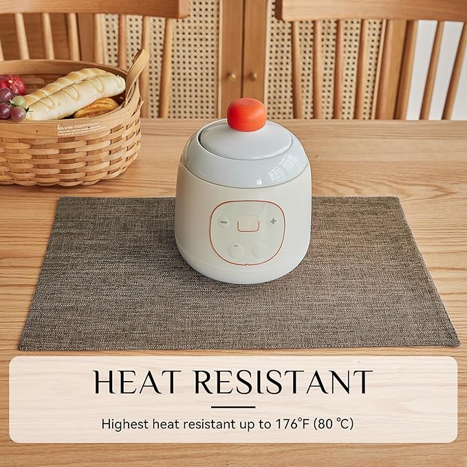 Softalker Faux Linen Placemats Set of 6-12 x 18 Inch, Heat Resistant Double Layered Durable Burlap Farmhouse Place Mats, Non-Slip Washable Rustic Table Mats for Dining, Kitchen, Party(Brown