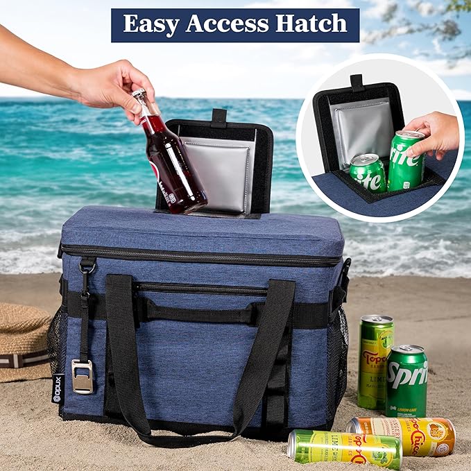 OPUX Cooler Bag, 60 Cans Insulated Soft Collapsible Portable Cooler, Soft Sided Leakproof Cooler for Beach Camping with Shoulder Strap, Ice Chest for Travel Road Trip Picnic, Navy Blue