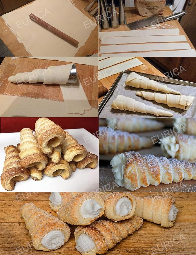 EUICAE Cream Horn Molds 5-inch Large Size Cream Horn Forms Pack of 16