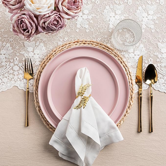 AmorArc Ceramic Dinner Plates Set of 6,10.0 Inch Matte Stoneware Plates for Kitchen,Modern Flat Dinnerware Dishes Set,Microwave& Dishwasher Safe, Scratch Resistant, Matte Pink