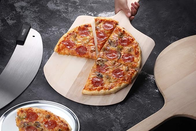 New Star Foodservice 50356 Restaurant-Grade Wooden Pizza Peel, 18" L x 18" W Plate, with 24" L Wooden Handle, 42" Overall Length