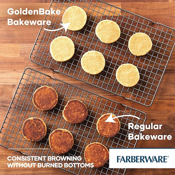 Farberware GoldenBake Bakeware Nonstick Baking Pan/Cake Pan with Lid, Rectangle, Insulated, 9 Inch x 13 Inch - Gray