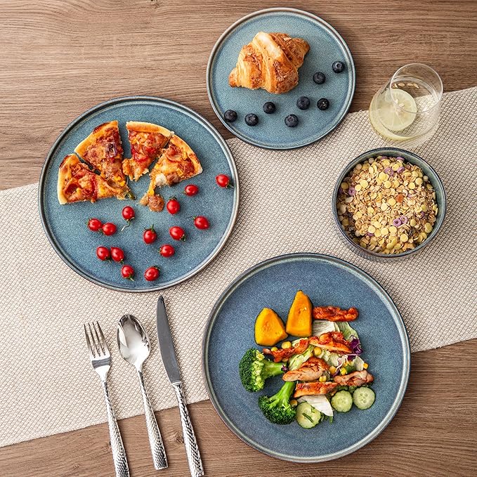 AmorArc Ceramic Dinnerware Sets, Handmade Reactive Glaze Stoneware Plates and Bowls Sets,Highly Chip and Crack Resistant | Dishwasher & Microwave Safe Dishes Set, Service for 6 (18pc)