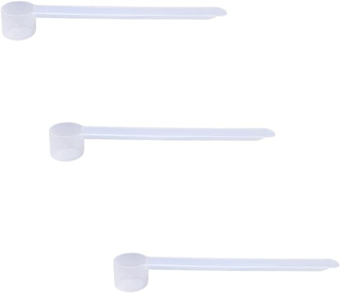 Plastic Measuring Scoop, (2.5 cc | 1/2 teaspoon | 2.5 mL) Long Handle Spoons for Powders, Granules, Coffee, Pet Food, Baking Supplies, Protein and Other Dry Goods, BPA Free (Set of 3)