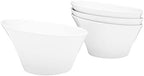 Vikko White Pasta Bowls, Set of 4 Ceramic Salad Bowls, Large 18 Ounce Elegant White Soup Bowls for Everyday and Special Occasions, Elegant Sloped Design, Dishwasher Safe, Microwave Safe
