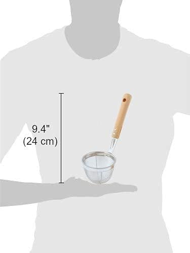 TIKUSAN Miso Strainer and Muddler Miso Dissolver Misokoshi Stainless Steel with Wooden Muddler for Making Miso Soup Made in Japan Small Size