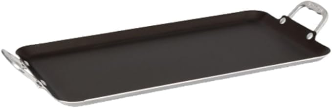 Vasconia Durable Double Burner Griddle (20″ x 11″) 100% Pure Aluminum with Nonstick - NSF Certified - for Frying, Searing, Grilling, Browning, Ideal for Home & Commercial Kitchen - Pack of 4