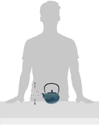 IBILI 40 Oz Azul Cast Iron Teapot | Made in Spain | Floral Design, Stainless Steel Infuser, Enameled Interior, Stovetop & Induction Compatible, Japanese Kettle for Loose Leaf Tea, Tetsubin Design Blue