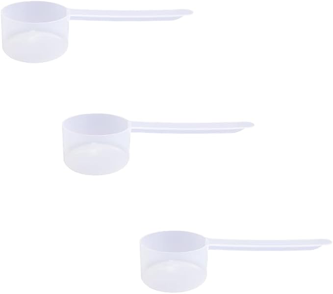 Plastic Measuring Scoop, (43 cc | 1.5 Oz. | 43 mL) Long Handle Spoons for Powders, Granules, Coffee, Pet Food, Baking Supplies, Protein and Other Dry Goods, BPA Free (Set of 3)