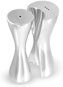 nambe Hug Salt & Pepper Shakers | 2-Piece Set | Kitchen Tool | Salt Sugar Spice Pepper Seasoning Bottle for Table, RV, Camp, BBQ | 1-Ounce | Made of Metal Alloy | Designed by Karim Rashid