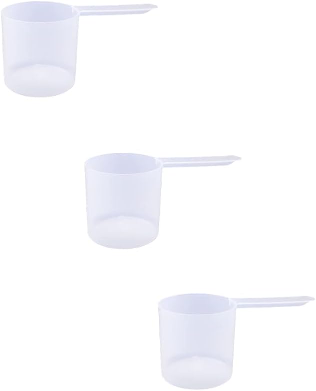Plastic Measuring Scoop, (118.4 cc | 1/2 Cup | 4 fl oz. | 118.4 mL) Long Handle Spoons for Powders, Granules, Coffee, Pet Food, Baking Supplies, Protein and Other Dry Goods, BPA Free (Set of 3)