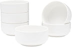 Vikko White Soup Bowls, Set of 6 for Kitchen, 12 Ounce Cereal Bowl, Small Ceramic Rice Bowls for Side Dishes, Dishwasher and Microwave Safe