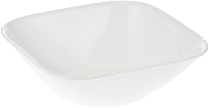 Corelle Vitrelle 18-Piece Service for 6 Square Dinnerware Set Triple Layer Glass and Chip Resistant, Lightweight Square Plates and Bowls Set, Pure White