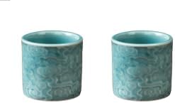 Ceramic Espresso Cups Set of 2 or 4-3oz Demitasse Cups for Coffee & Tea, No Handles, Durable & Dishwasher Safe, 2 or 4 Pcs/box (blue set, 2)
