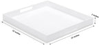 White Modern Acrylic Ottoman Tray with Cutout Handles 22x22 Inch Over-Sized Serving Tray Rubber Boot Tray Organizer Decorative Tray for Living Room, Bedroom,Bathroom and Kitchen Tabletop
