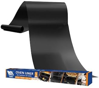 VLA Oven Liners for Bottom of Oven,Big Size 16""x75"" 2 Pack Large Thick Heavy Duty 100% Non-stick Reusable Teflon Oven Mat, Baking Mat for Electric, Gas,, 1_roll_Oven_Liner_Black_75in