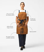 hedley & bennett Crossback Apron - Crossback Chef Apron with Pockets - 100% Cotton Canvas, 8oz - House Red