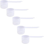 Plastic Measuring Scoop, (48 cc | 48 mL) Long Handle Spoons for Powders, Granules, Coffee, Pet Food, Baking Supplies, Protein and Other Dry Goods, BPA Free (Set of 5)