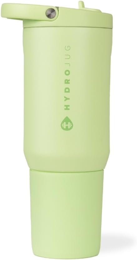 HydroJug Sport - Stainless Steel Tumbler with Straw, Vacuum Insulated, 20oz Leakproof Water Bottle, Ergonomic Design, Reusable, Dishwasher Safe, Rubber Base, Durable for Gym or Outdoors, Melon