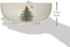 Spode Christmas Tree Round Serving Bowl - 8-Inch Ceramic Bowl for Pasta, Salad, Soup, and Side Dishes - Elegant Porcelain Design, Stackable, Dishwasher & Microwave Safe - Ideal for Holiday Gatherings