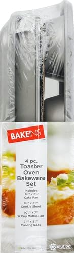 Ecolution Non-Stick Toaster Oven Bakeware Set 4-Piece, Carbon Steel, Easy to Clean and Perfect for Single Servings, Gray (Pack of 6)