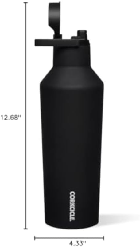 Corkcicle Sport Canteen Insulated Tumbler, Black, 32 oz – Reusable Water Bottle Keeps Beverages Cold for 25 Hours & Hot 12 Hours – Cupholder Friendly Tumbler with Screw-On Cap