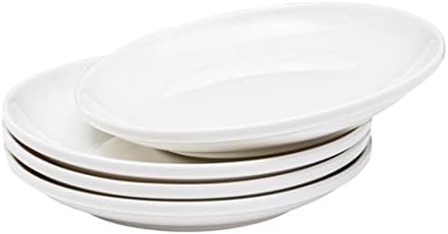 Vikko Dessert Plate, Set of 4 White Plates, Fine Porcelain, Stackable 6 Inch Dessert Plates, Dishwasher Safe, 6/'' Dessert Plate