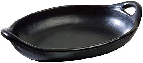 Authentic Chamba Oval Platter with Handles - Elegant, All-Natural Black Clay Roasting Pan for Baking, Roasting and Serving - Stovetop & Oven Safe – Handmade in Colombia – 8 Inches Long