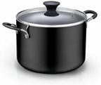 Cook N Home Nonstick Stockpot with Lid 8-QT, Professional Deep Cooking Pot Canning Cookware Stock Pot with Glass Lid, Black