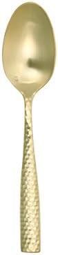 Fortessa Lucca Faceted 18/10 Stainless Steel Flatware, Dessert/Soup Spoon, 7.1", Set of 12, Brushed Gold