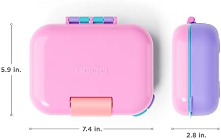 ZOKU - Mini Bento Box for Kids, Stackable, Lightweight, Leakproof, for Children, Kid Friendly Latch, Easy to Clean (Bento Jr) (Pink)