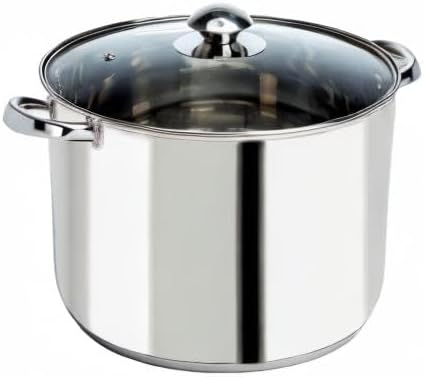 Ecolution Stainless Steel Stock Pot, Encapsulated Induction Ready Cooking Pot with Glass Lid, Oven Safe, Dishwasher Safe Soup Pot, 8-Quart