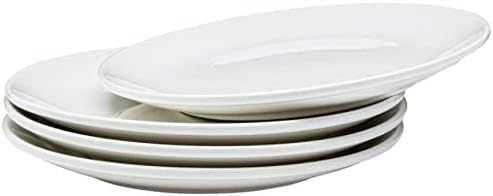 Vikko Dinner Plate, Set of 4 White Plates, Ceramic Dinner Plates Set, Stackable 9 Inch Dinner Plates for Every Day and Special Occasion, Restaurant Style, Dishwasher Safe, Microwave Safe