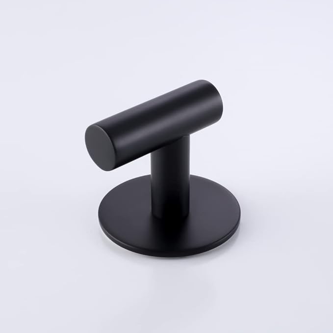 Adhesive Hooks 304 Stainless Steel Robe Hook Holder Heavy Coat Hook for Bathroom Kitchen Livingroom Garage Hotel Brushed Finish 2pcs (Matte Black)