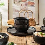 S&Q'S CERAMICS Ceramic Small Bowls for Kitchen, Set of 6, 9 ounces Ice Cream Bowls, Small Serving Bowls for Soup, Dipping, Condiments, Side Dishes, Snack, Prep (Black and Grey