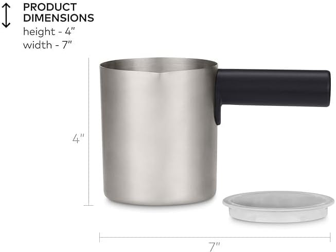 Milk Frother Cup Replacement For The Keurig K-Café Coffee Makers, Compatible With Keurig K-Café Coffee Makers Only. 34 ounce, Charcoal Frother. Hot and Cold Frothing, Stainless Steel/Plastic Handle