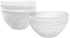 Vikko Salad Bowl, Set of 4 White Alabaster Style Soup Bowls, 6" Bowl with Marbelized Design, Large 32 Ounce Bowls Set, For Pasta, Fruit, Ramen Bowl, Dishwasher Safe