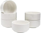 Vikko Modern Soup Bowls, Set of 6 White Porcelain Bowls, Stackable 9.5 oz Elegant Restaurant Style Soup Bowl Set, Microwave and Dishwasher Safe