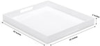 White Modern Acrylic Ottoman Tray with Cutout Handles 20x20 Inch Over-Sized Serving Tray Organizer Rubber Boot Tray Decorative for Living Room Bedroom,Bathroom and Entryway Kitchen
