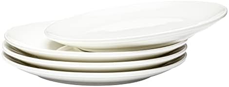 Vikko Dinner Plate, Set of 4 White Plates, Ceramic Dinner Plates Set, Stackable 10 Inch Dinner Plates for Every Day and Special Occasion, Restaurant Style, Dishwasher Safe, Microwave Safe