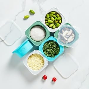 PLUS 1000ml Pizza Dough Proofing Containers for DIY family Artisan Pizza, Food Grade Silicone Stackable Boxes with Lids, Freezer, Fridge, Dishwasher Safe,4sets (Green+Blue+Gray+Space Gray)